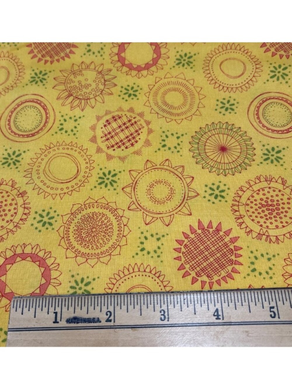 Solana Robin Pickens Moda Cotton Quilting Fabric 28x43" Sunflower Yellow Pink - Picture 4 of 13